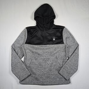 Spyder Racer Gray And Black 1/4 Zip Pullover Hoodie Mens Medium
